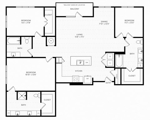 C1 ANSI Floor Plan | 1,844 Sq. Ft. at Aura Stonebridge, Virginia, 23225